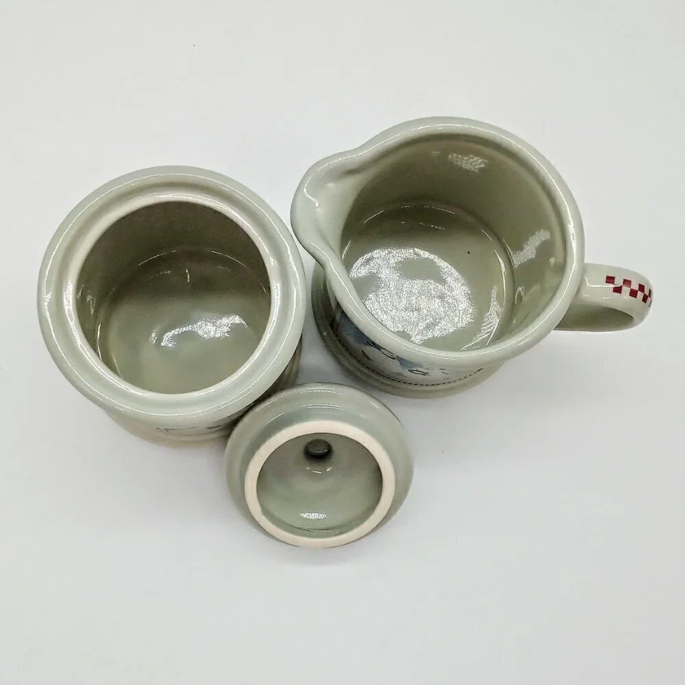 Vintage Warren Kimble Snowman Ceramic Covered Sugar & Creamer